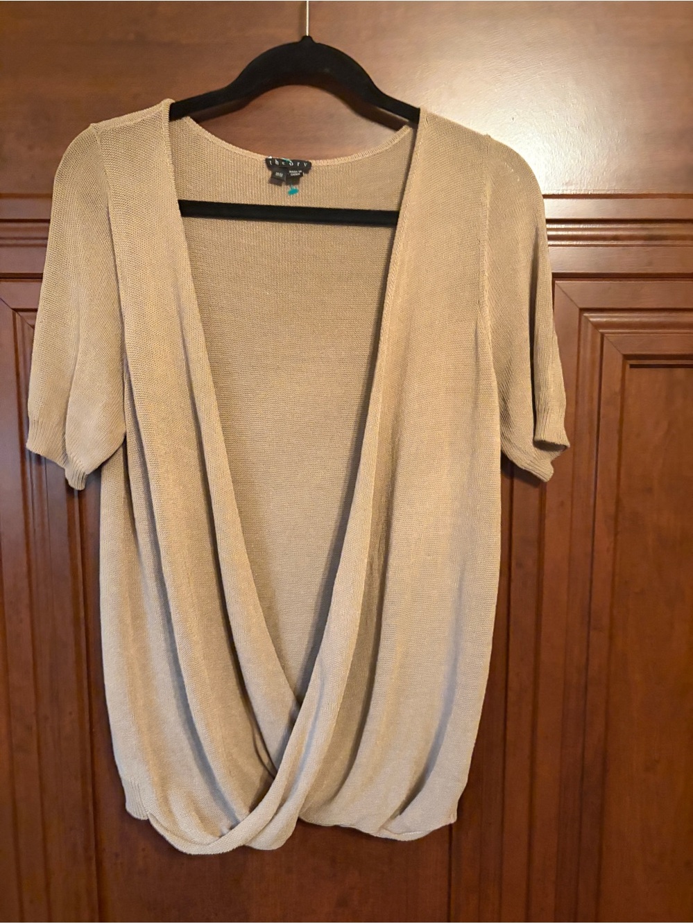 Theory Women’s Draped Crossover Tan Blouse Medium